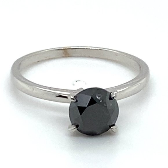 Black Diamond 1.33ct Solid 14K White Gold Ring - Picture 3 of 6